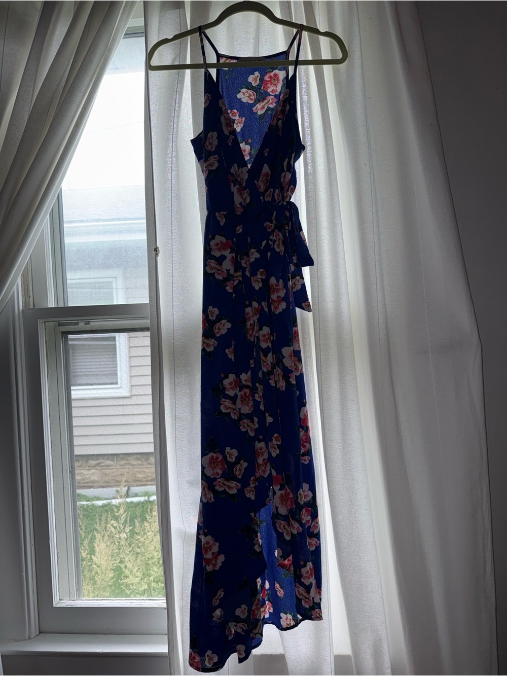 Lovely Blue Floral Maxi Wrap Dress